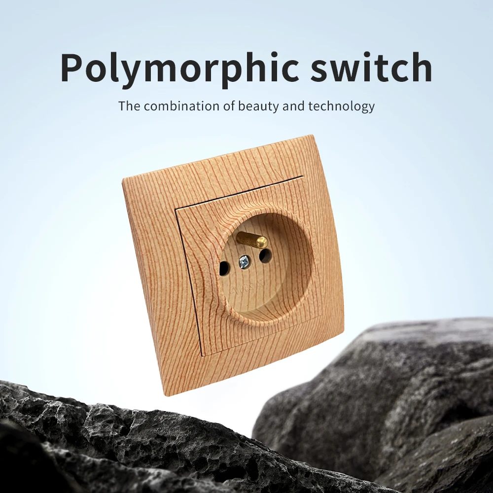 Wood Wall Socket Paint Plastic With Ground 250V Power Sockets Classic France Standard Flame Retardant Electrical Outlets Socket