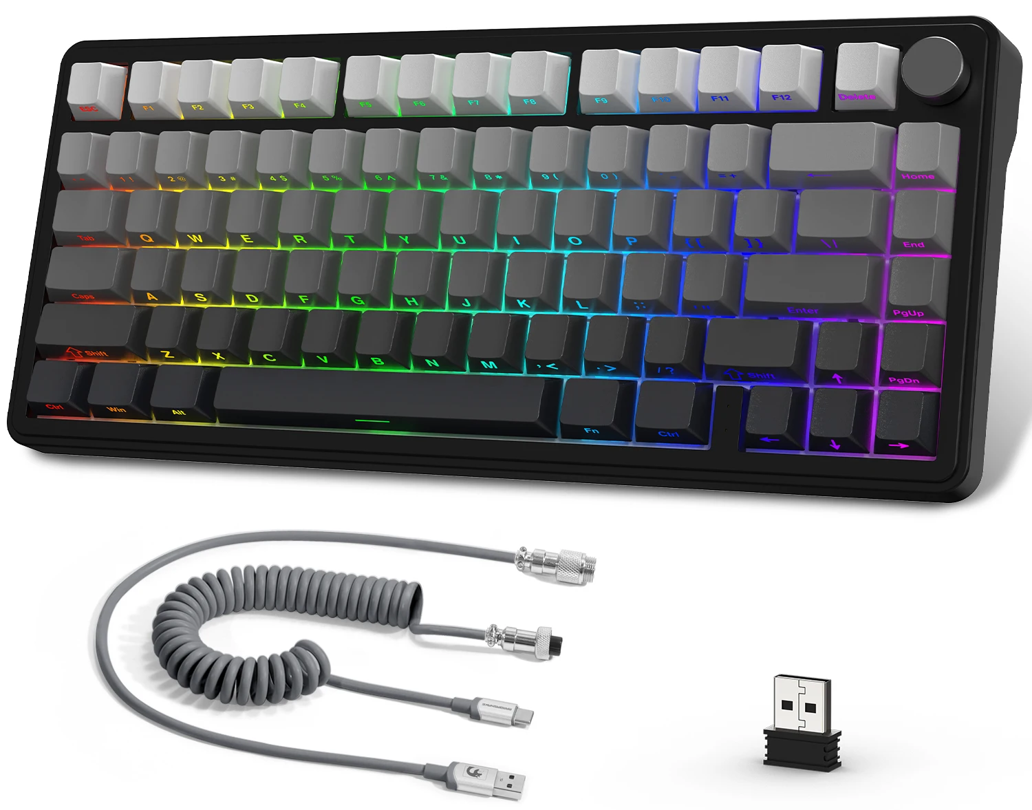 ATTACK SHARK X85 75% Tri‑Mode(Wired/2.4GHz/Bluetooth) Hot Swap Mechanical Keyboard Kit With C01ULTRA RGB Aviator Coiled Cable