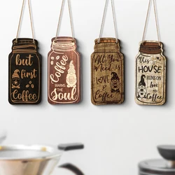 4PCS Vintage Coffee Letter Signs Bar Restaurant Kitchen Decoration Wooden Decorative Hanging Signs Door Hangers