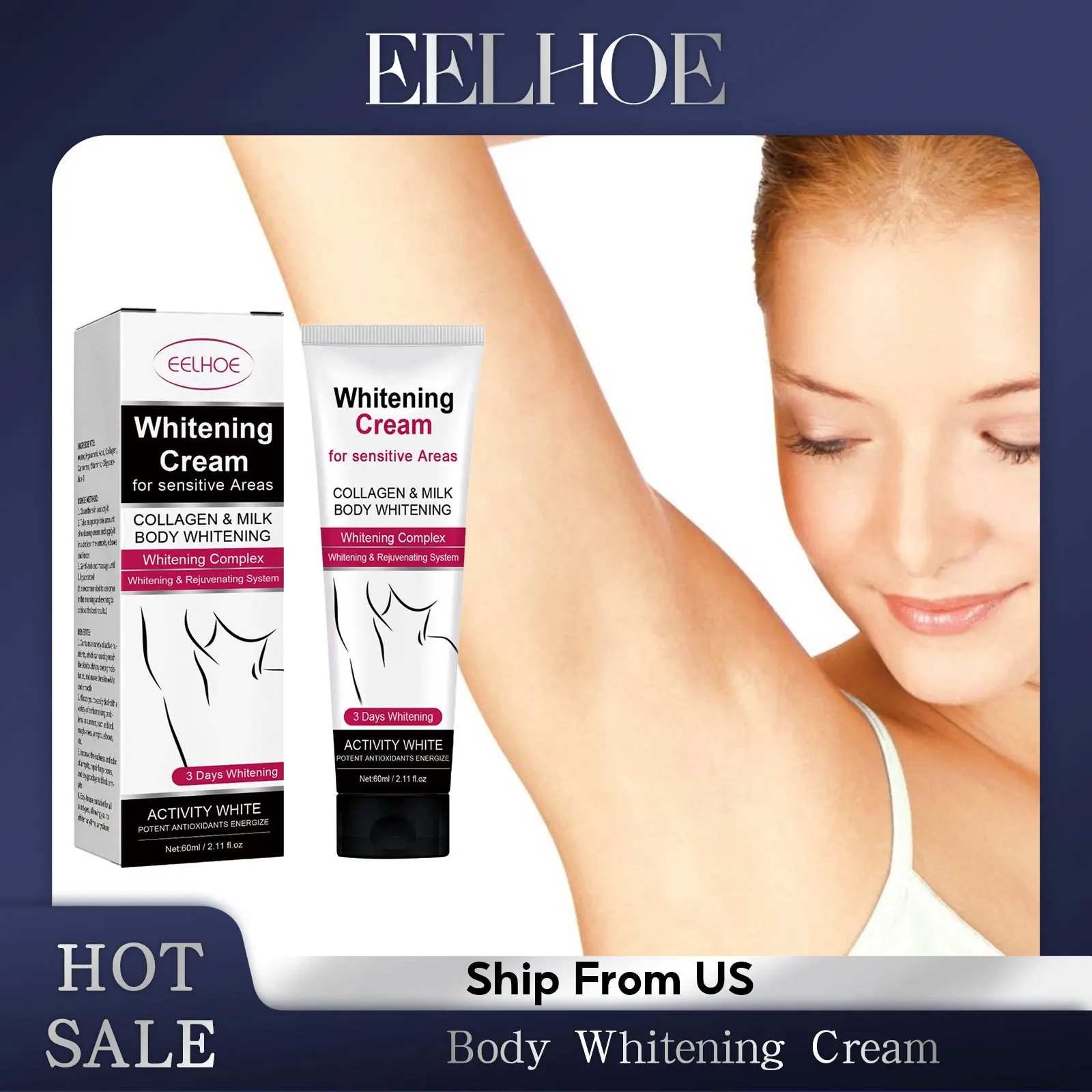 EELHOE Отбеливающий крем для подмышек, ног, коленей, ухода за кожей, осветляющий крем для подмышек, внутренних бедер, локтей, отбеливатель суставов, крем для удаления меланина