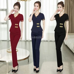 2026 new beautician work clothes hotel foot massage and therapy sauna spa uniform solid color slim simple female work uniform