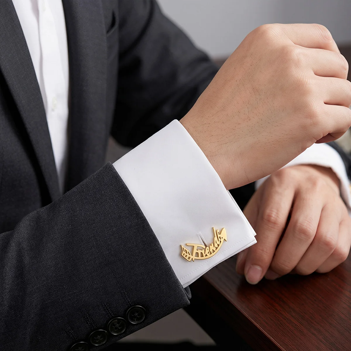 Custom Name Cufflinks for Men Personalized Arrow Bow Shape Name Cufflinks in Stainless Steel Exclusive Wedding Holiday
