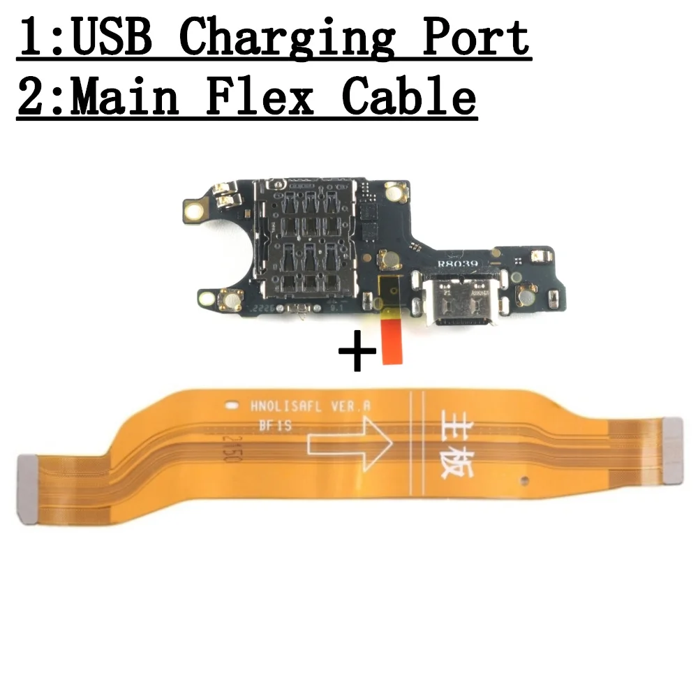 SIM Card Reader Board Dock Connector USB Charging Port Board For Honor 70 FNE-AN00, FNE-NX9 Main Motherboard Flex Cable Parts