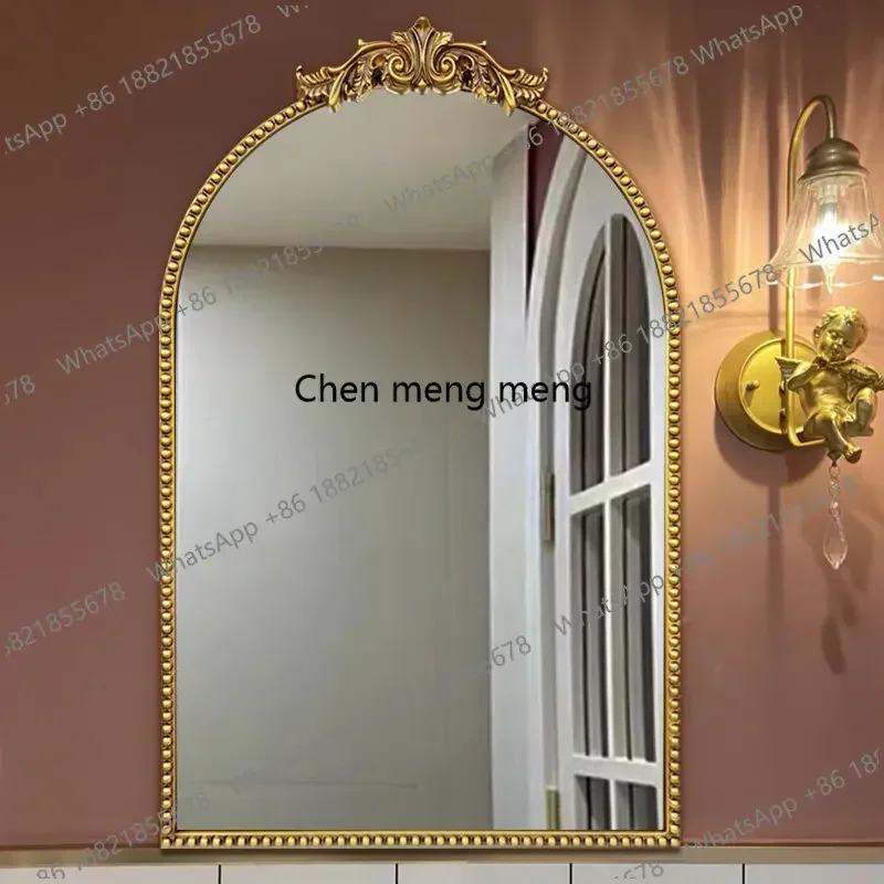 A178French vintage engraved American arched bathroom mirror toilet, makeup mirror