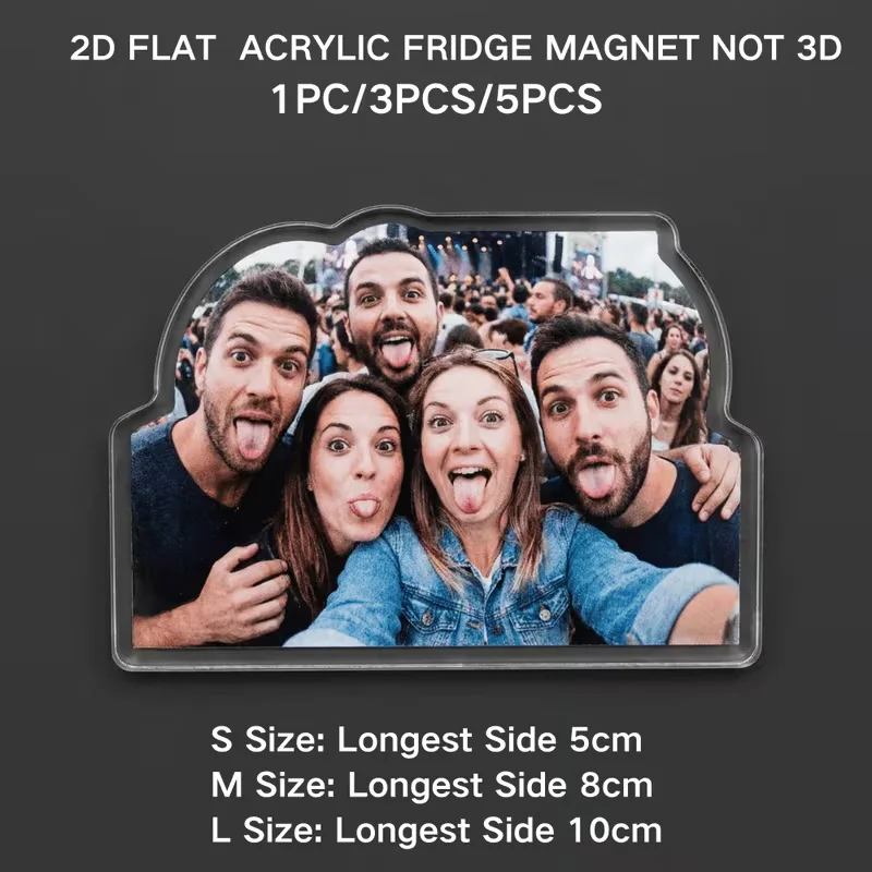 Customizable 2D Acrylic Fridge Magnet with Any Photo Personalized DIY Options for Couples Idols Family Photos Romantic New Year