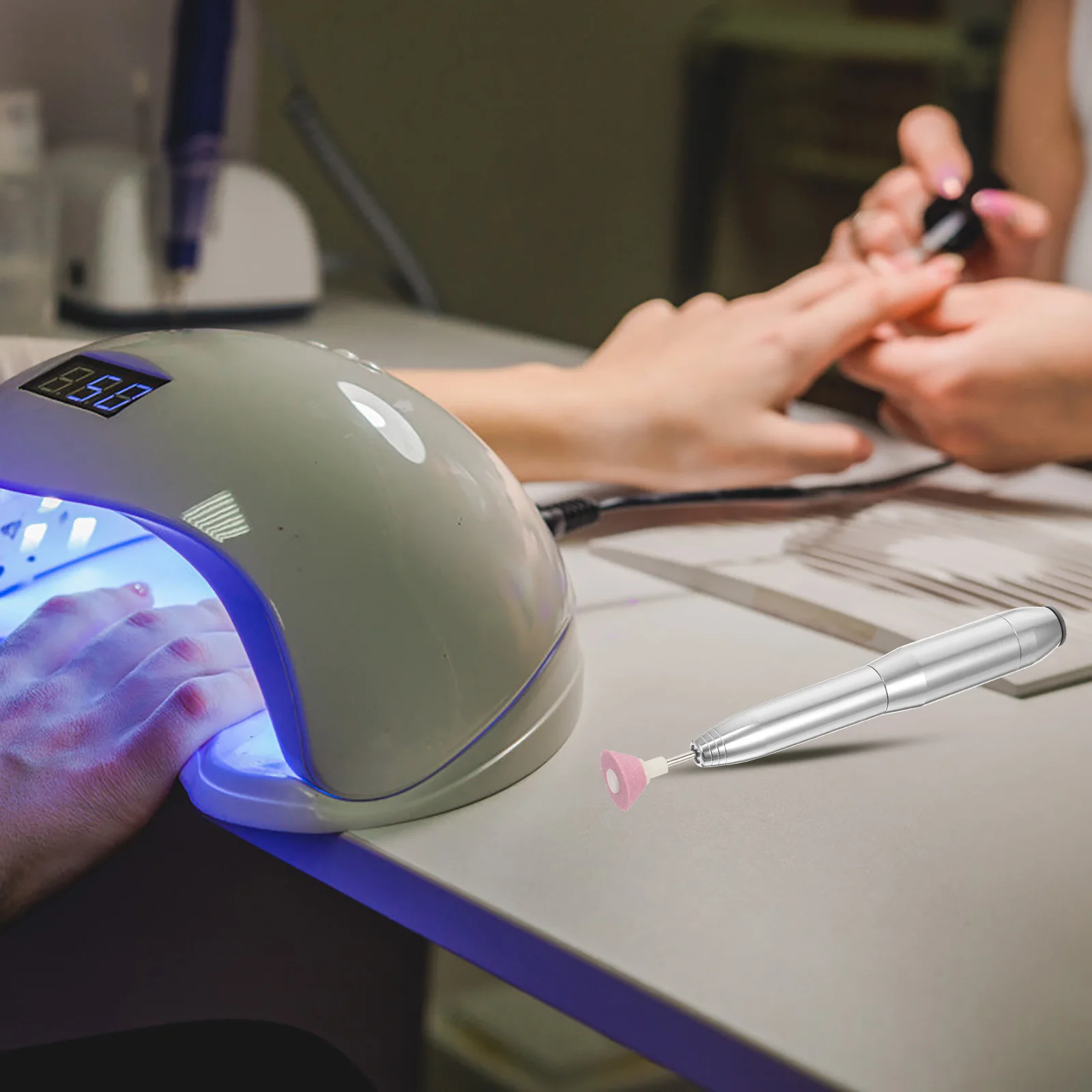 1Set elektrische nagelvijlboorset Lichtgewicht stille motor voor manicure polijsten Hoge snelheid draagbaar USB-opladen met schuren