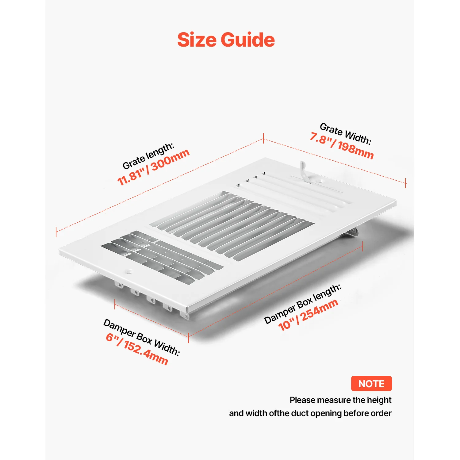 SucceBuy 4 x 10 Inch/6 x 10 Inch Floor Registers 6-Pack HVAC 3-Direction Iron Vent Grilles for Home/Office Wall & Ceiling White