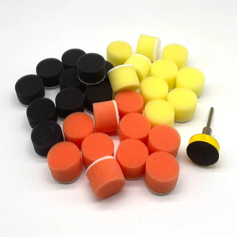 

11 Pcs Mini Car Foam Drill Polishing Pad Kit Hook and Loop 1 Inch 25mm Detail Sponge Wool Waxing Buffing Pads with Backer