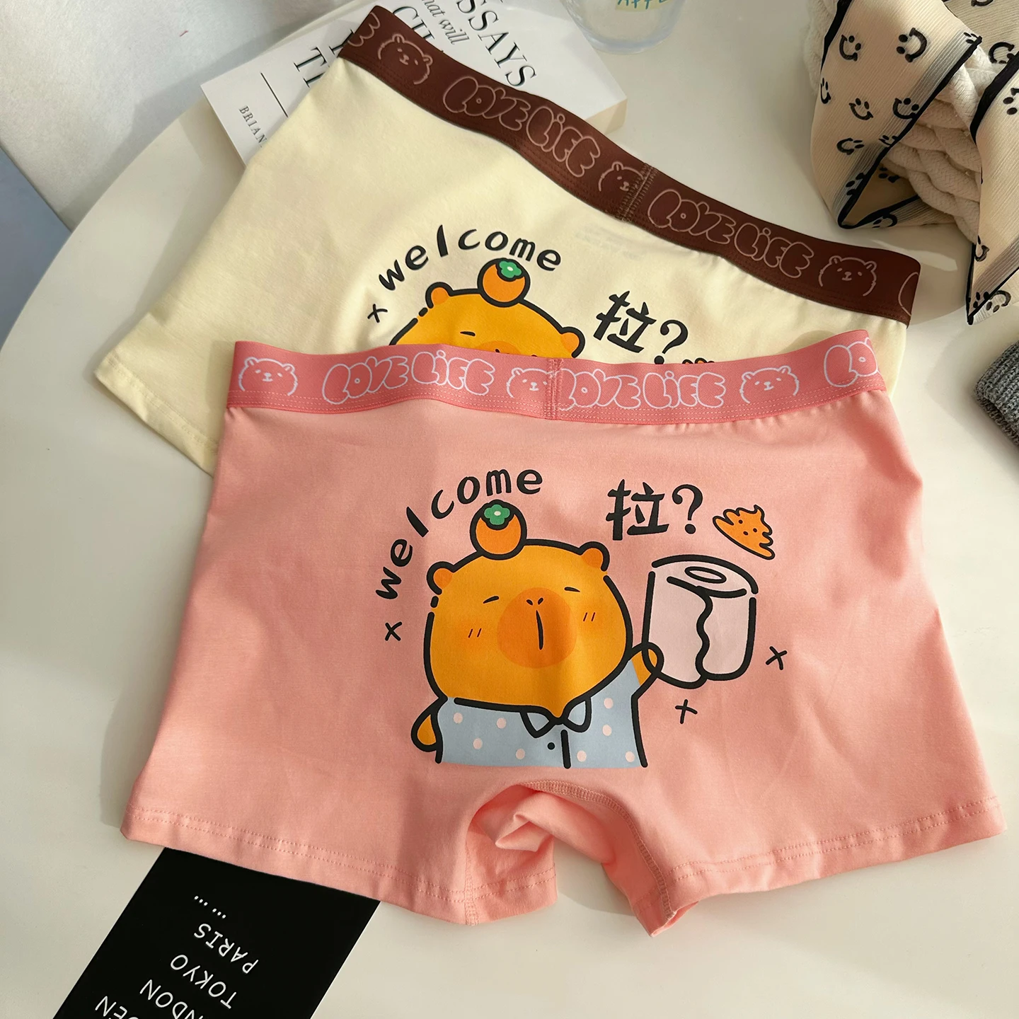 

10a Antibacterial Men's Underwear Pure Cotton Cute Cartoon Men's Four Corners Breathable Flat Corners Shorts