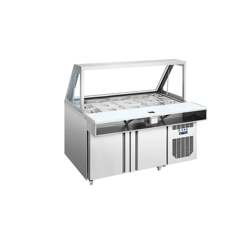 Réfrigérateur commercial en acier inoxydable, type d'intervalles, bar à salade, comptoir à salade