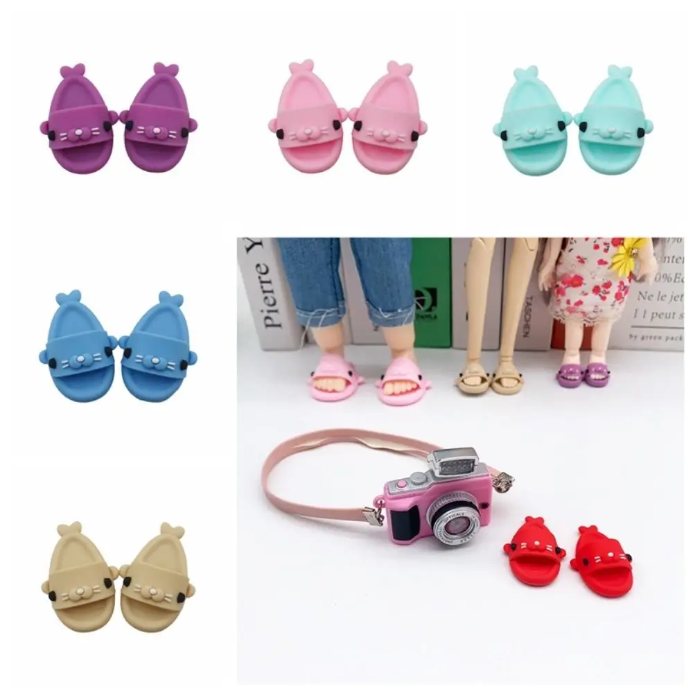 BJD Small Cloth Seal Slippers Shark Slippers Small Cloth Doll Shoes Fashion Cute Home Slippers Round Toe Doll Accessories