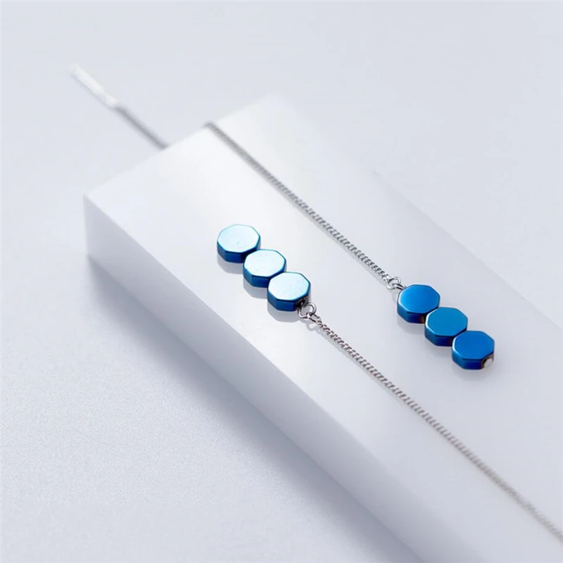 Sole Memory Fresh Simple Ear Wire Long 925 Sterling Silver Female Dangle Earrings For Women Girl Luxury Jewelry EA100
