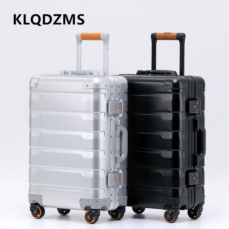 

KLQDZMS Suitcase on Wheels 20 Inches All Aluminum Magnesium Alloy Boarding Box 24 "business Trolley Case Men's Cabin Luggage