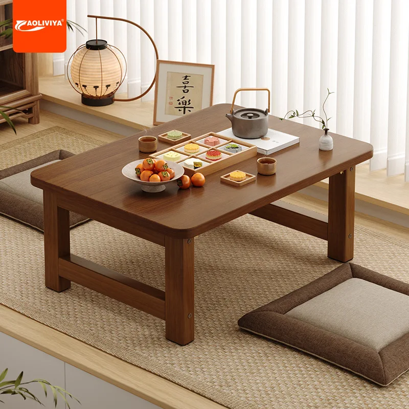 AOLIVIYA Japanese-style Bay Window Small Table Folding Bedroom Household Kang Table Tatami Tea Table Balcony Dormitory Study Low