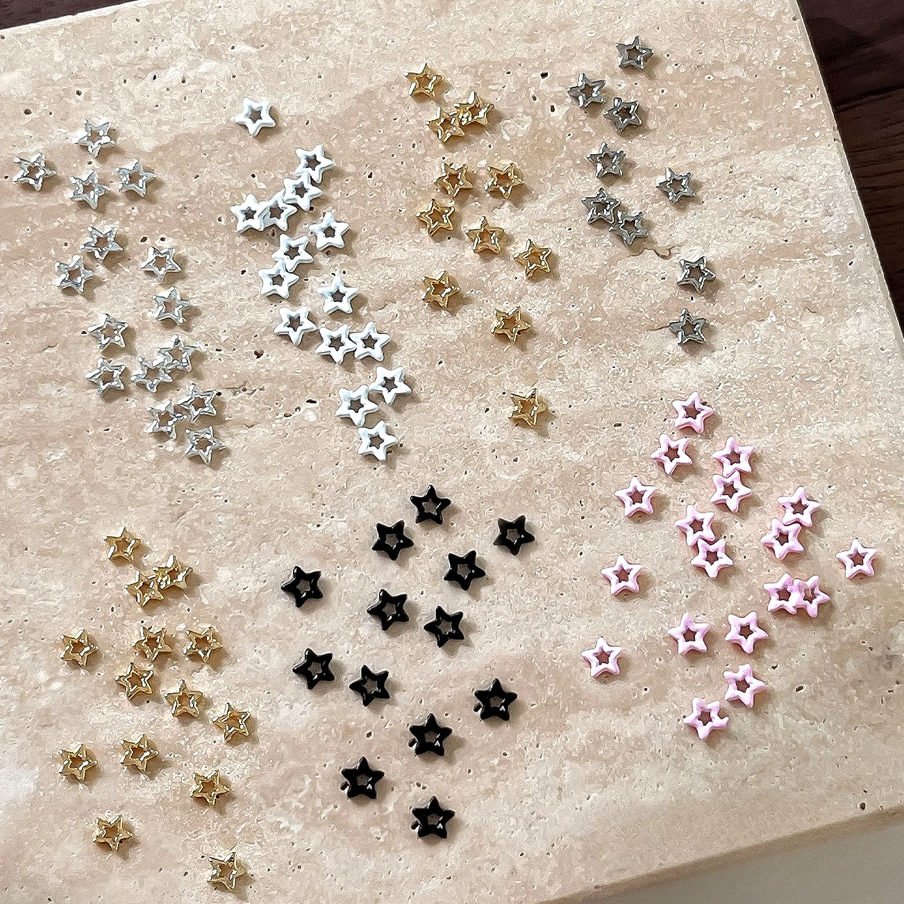 Alloy Hollow Pentagram Colorful Small Star Resin Fine Glitter Powder Love Heart Cute Nail Art Decorations DIY Accessories Tools