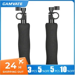 CAMVATE A Pair DSLR Handle Grips Camera Handgrip With 15mm Single Rod Clamp Adapter For Camera Shoulder Mount Rig 15mm Rod Rig