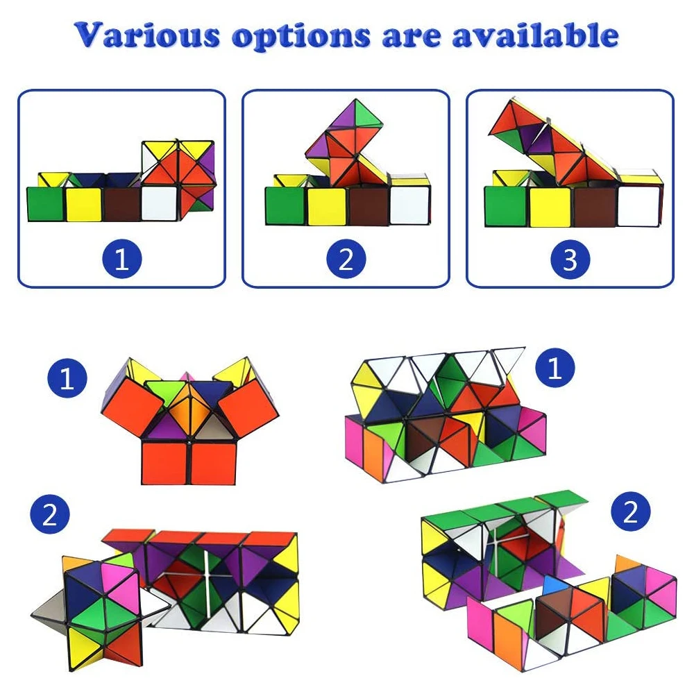 2 in 1 Combo Infinity Cube Toy Transforming Geometric Puzzle 3D Assembly Fidget Stress Anxiety Relief Magic for Kids and Adults