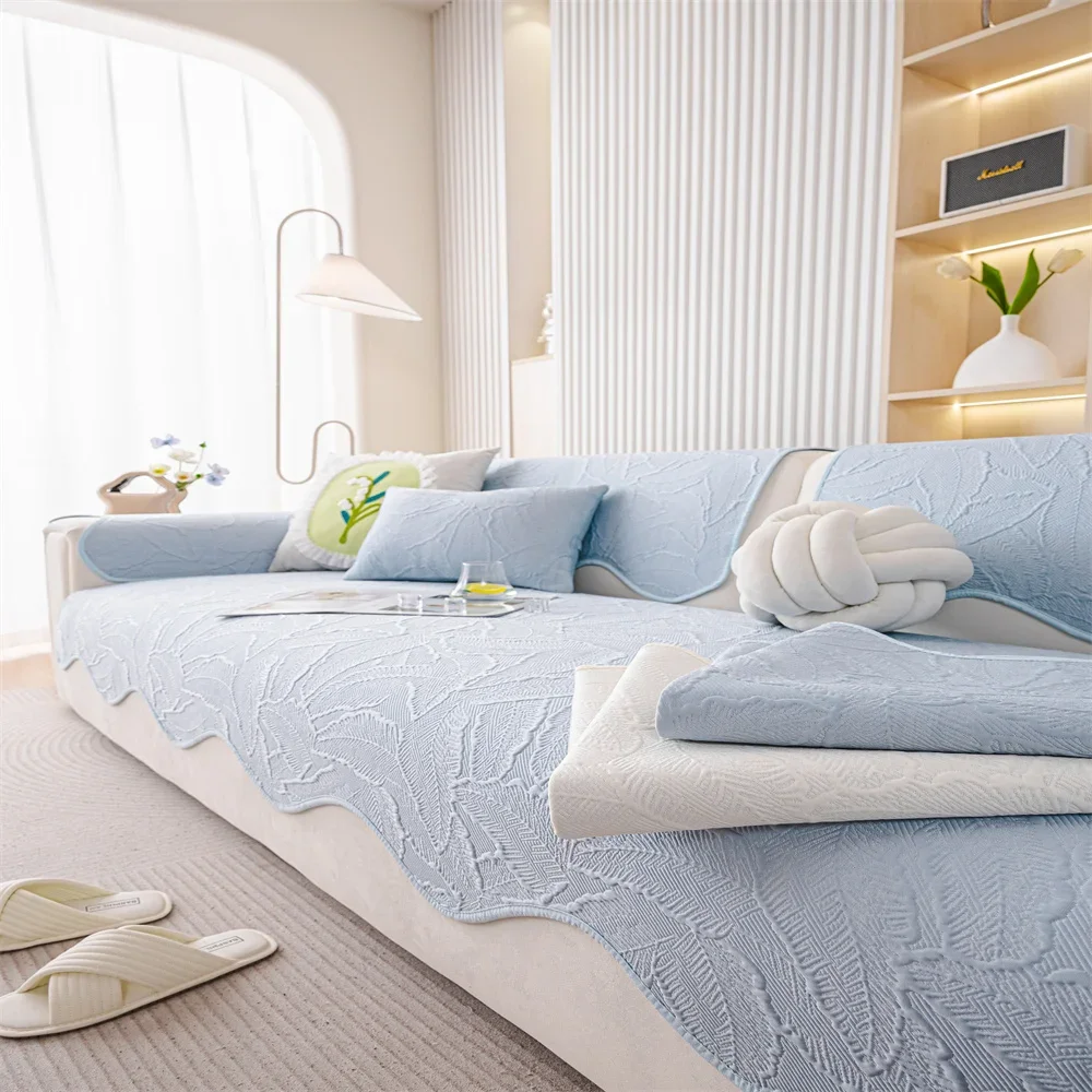 Retro Chenille Sofa Cushion Cover Universal Non-Slip Fixed Straight Row All-Seasons Slipcover for Home Comfort