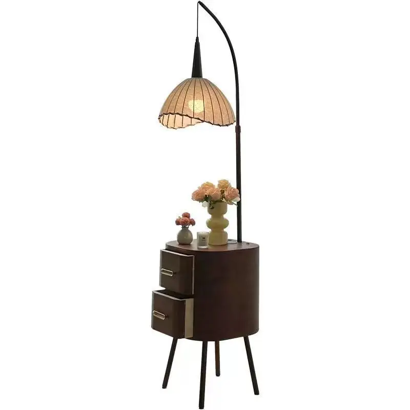 

Medieval style floor-to-ceiling living room sofa side cabinet integrated retro bedside table rack integrated