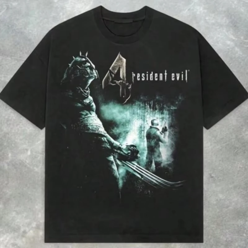 Men's T-shirt Biohazard 4 Leon Kennedy T-shirt _ Retro Y2K Game T-shirt, Suitable for All Seasons, Unisex T-shirt