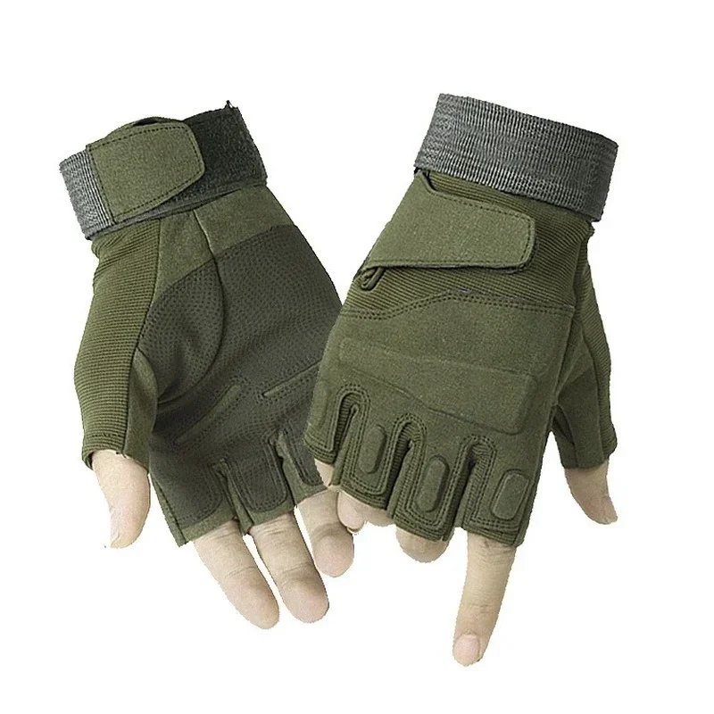 Black Half Finger Tactical Gloves SWAT Military Training Gloves Mens Outdoor Sport Shooting Airsoft Riding Driving Army Green