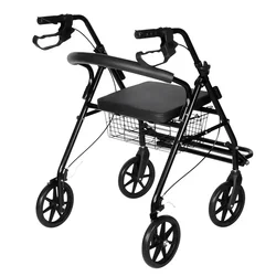 Dual Function Transport Wheelchair and Rollator Rolling Walker Combo with Hand Activated Brakes and Back Support