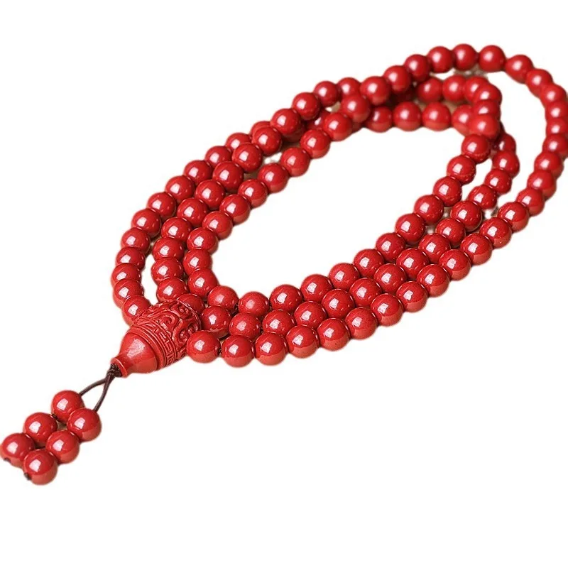 108 Buddha Bead Cinnabar Bracelet Men's and Women's Multi-circle Bracelet Sweater Chain