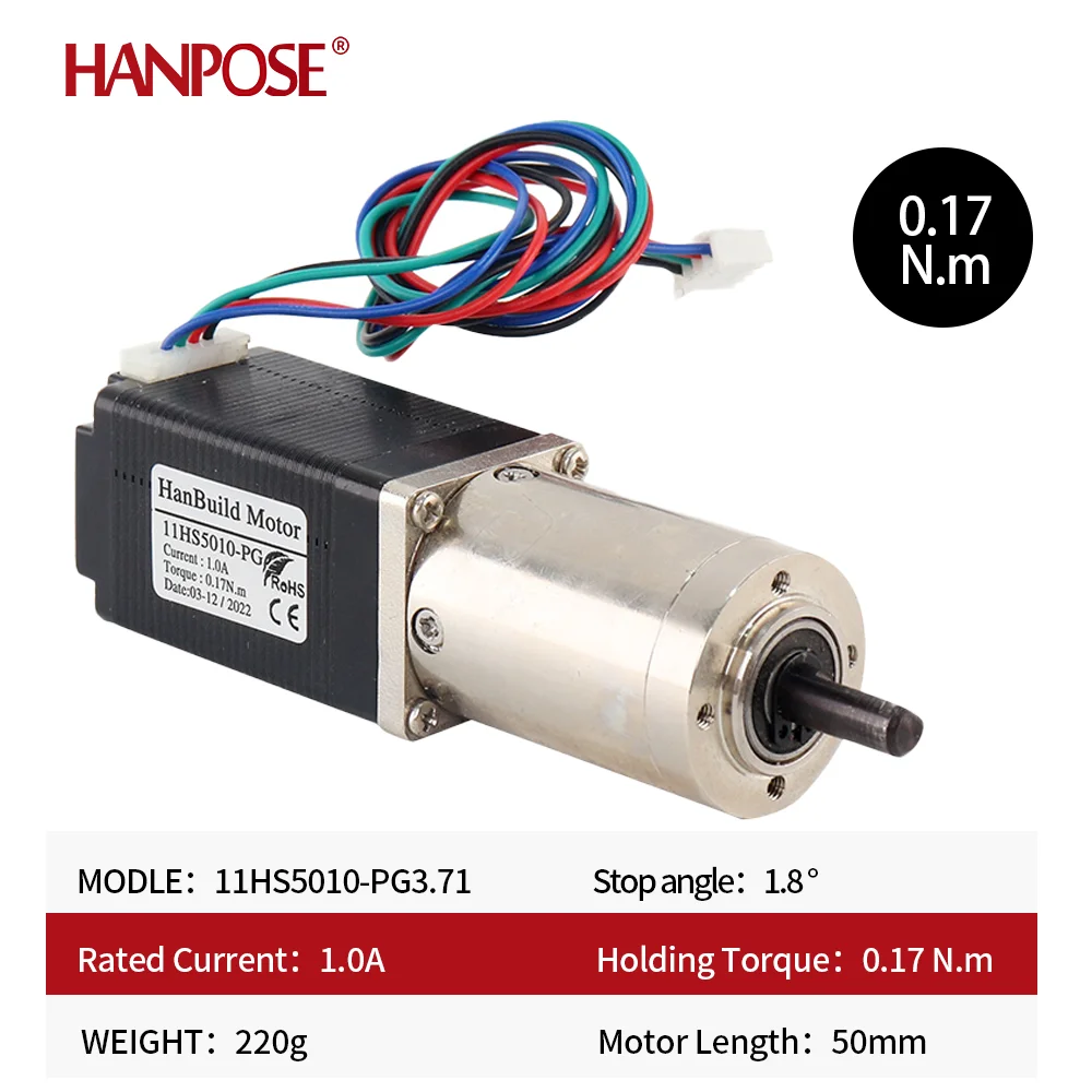 hanpose NEMA11 Gear Stepper Motor 11HS5010-PG Ratio 5.18-1 14-1 27-1 Planetary Gearbox motor for advertising instrument