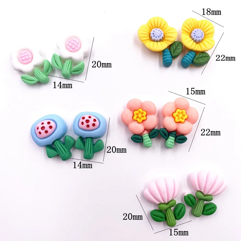 10 sztuk obraz z żywicy kolorowe Kawaii śliczne kwiat Flatback Cabochon figurki boże narodzenie DIY księga gości ozdoby rzemiosło