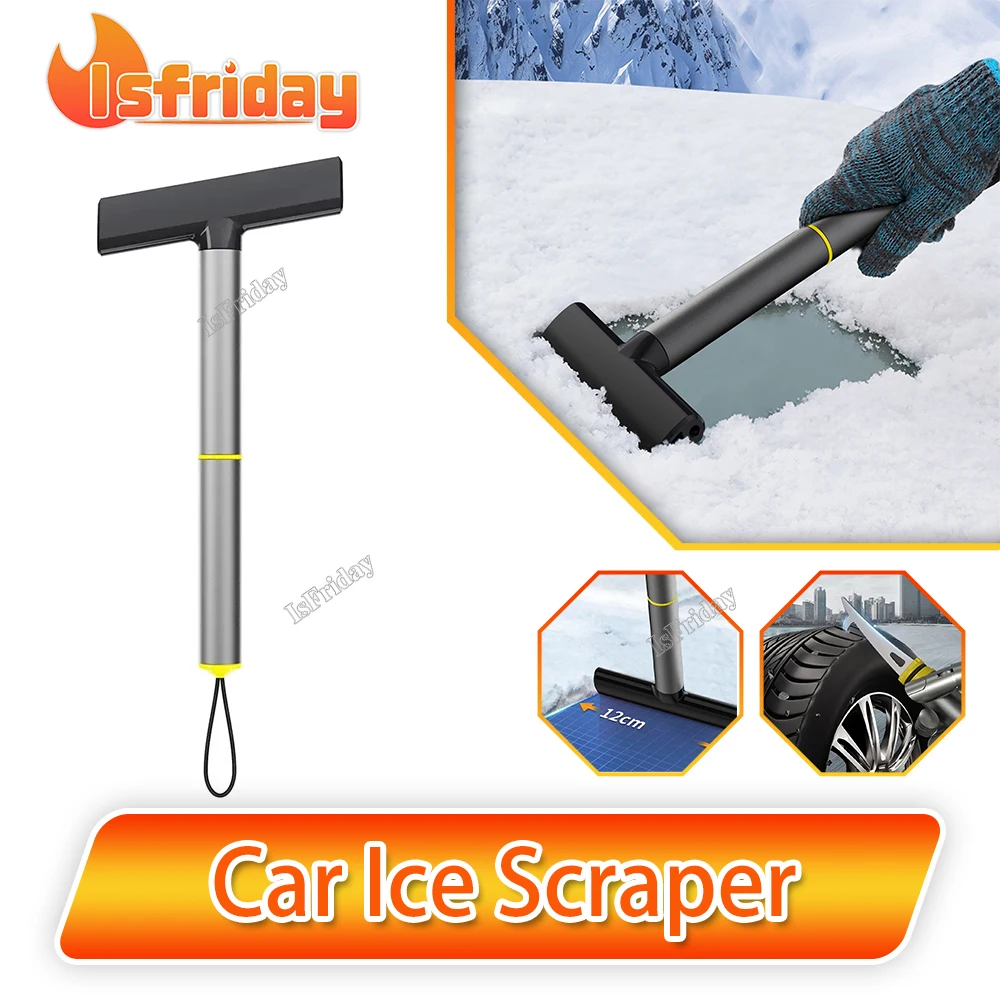 

2-in-1 Car Ice Scraper ABS Vehicle Snow Removal Brush 43cm Long Handle Winter Car Window Snow Cleaner Scraping Tool