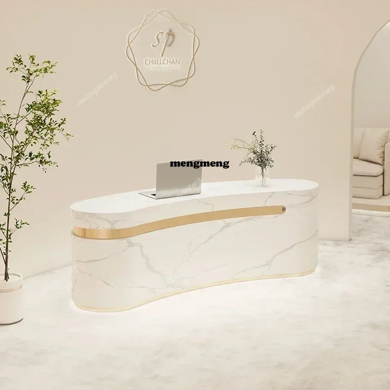 Beauty Reception Desk Counter Store Receptionist Front Salon Aesthetic Center Decor Business Modern Escritorio Unique Furniture