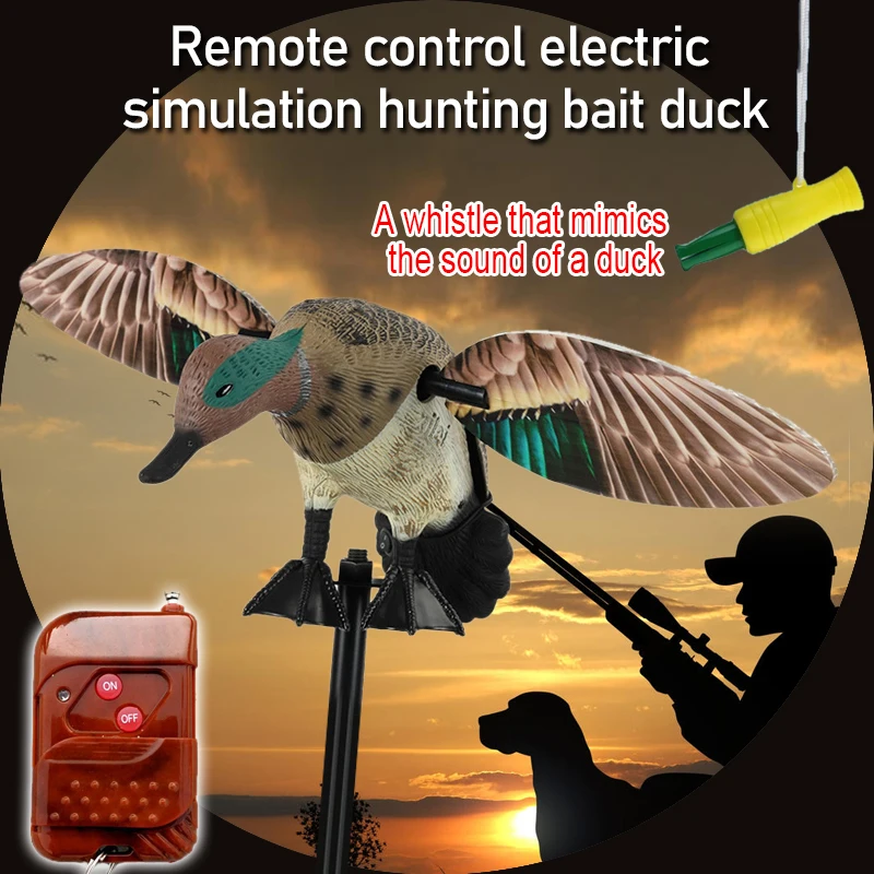 

Realistic Hunting Bait Prop Remote Control Electric Green Head Flying Duck Garden Decoration Rotating Wings with Fake Duck Support