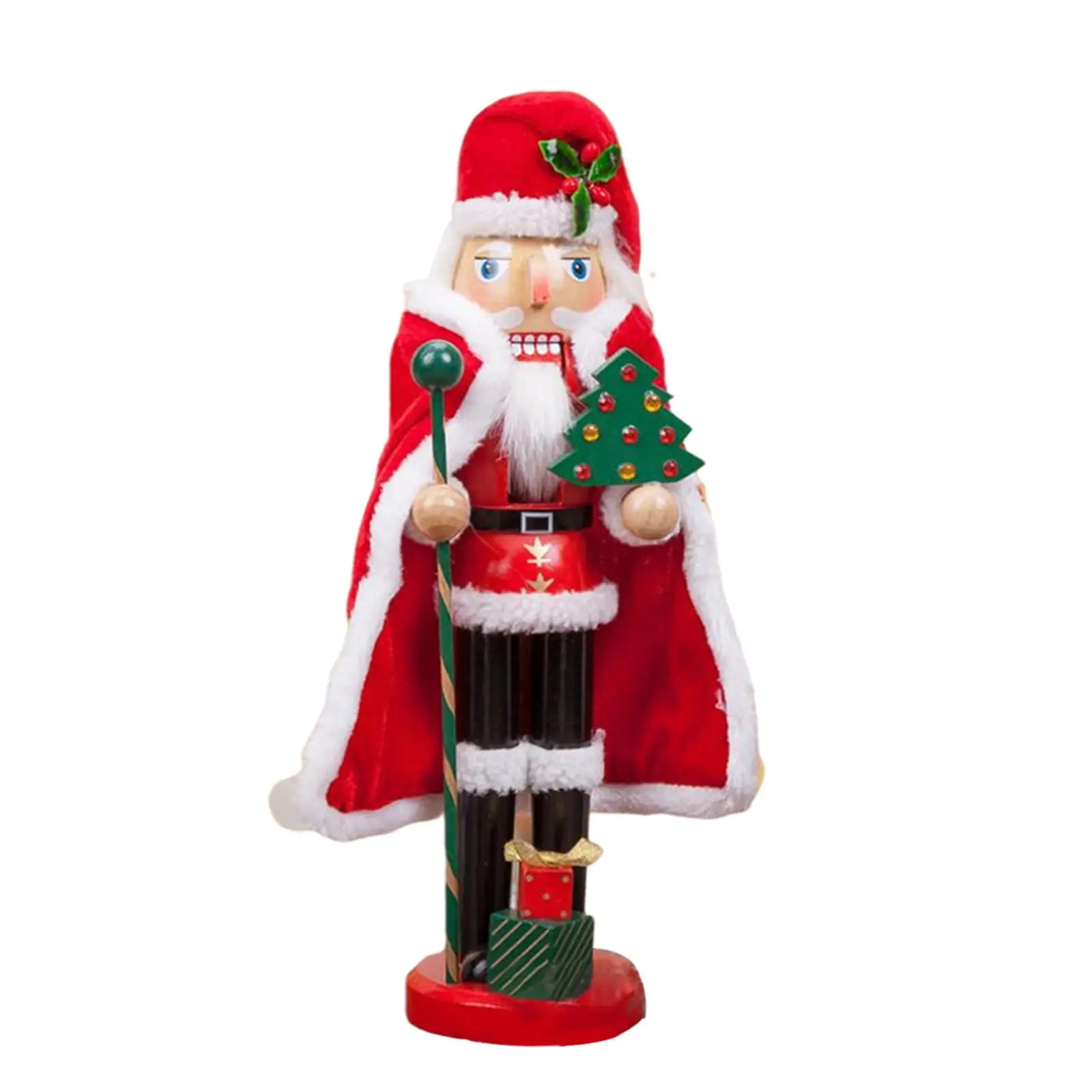 Wooden Nutcracker Soldier Christmas Decorations Figures for Xmas Kitchen Table Ornament Hand Painted Red 35cm