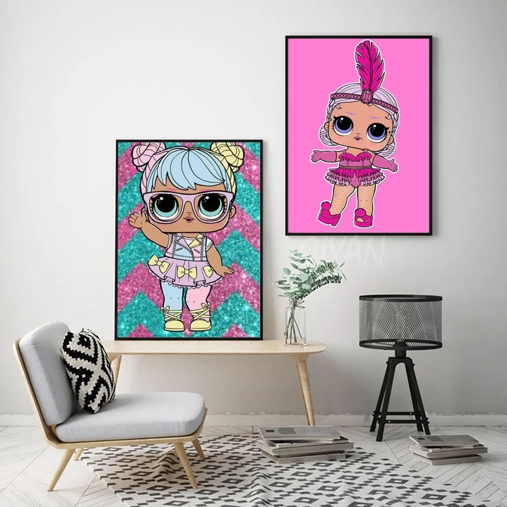 1pc Dolls L-LOLs Cute SURPRISE Poster Self-adhesive Art Poster Waterproof Paper Sticker Coffee House Bar Room Wall Decor