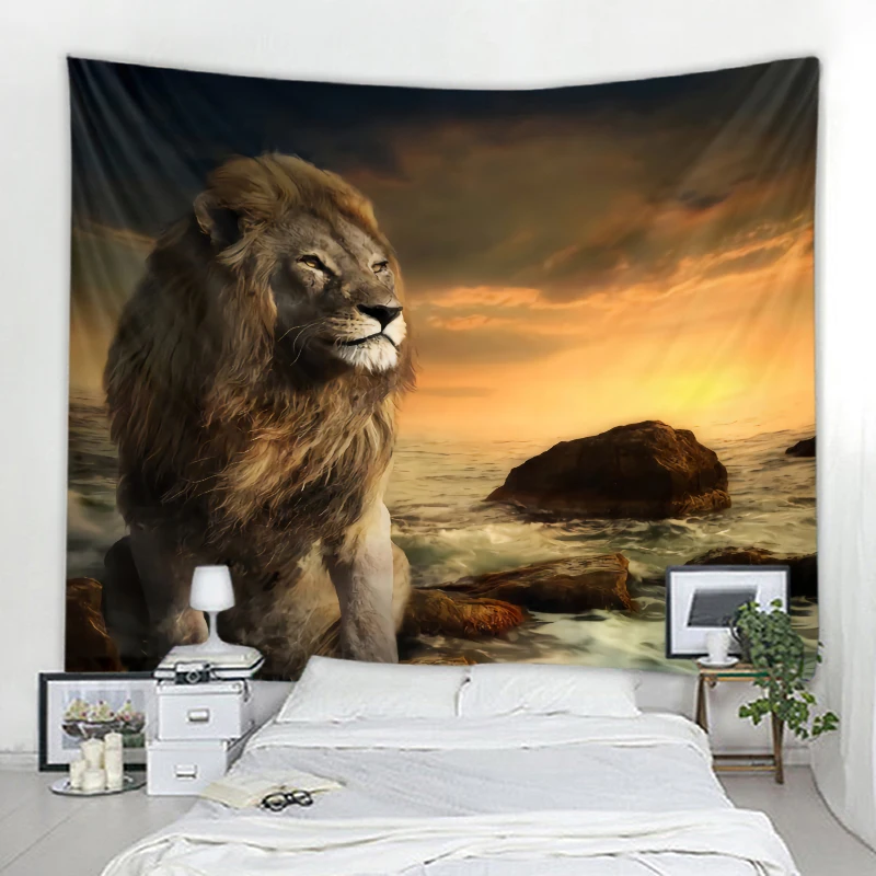 Lion Decor Tapestry Hippie Boho Wall  Gypsy Landscape    Bedroom