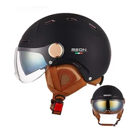 BEON Mens' GB Certified Motorcycle Helmet Adjustable head circumference Double Lens Motocross Accessories Moto Scooter helmets