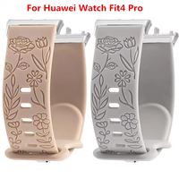 Engraved Rose Watchbands For huawei watch fit 4 strap smart wristband Girl Woman Silicone bracelet Huawei fit4 Pro band