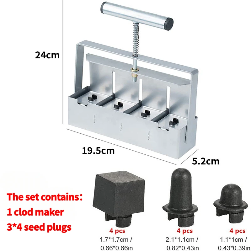 Stainless Steel Seeding Soil Blocker Handheld Soil Block Maker  Durable Soils Blocking Tool Anti-rust for Seedlings Garden Tool