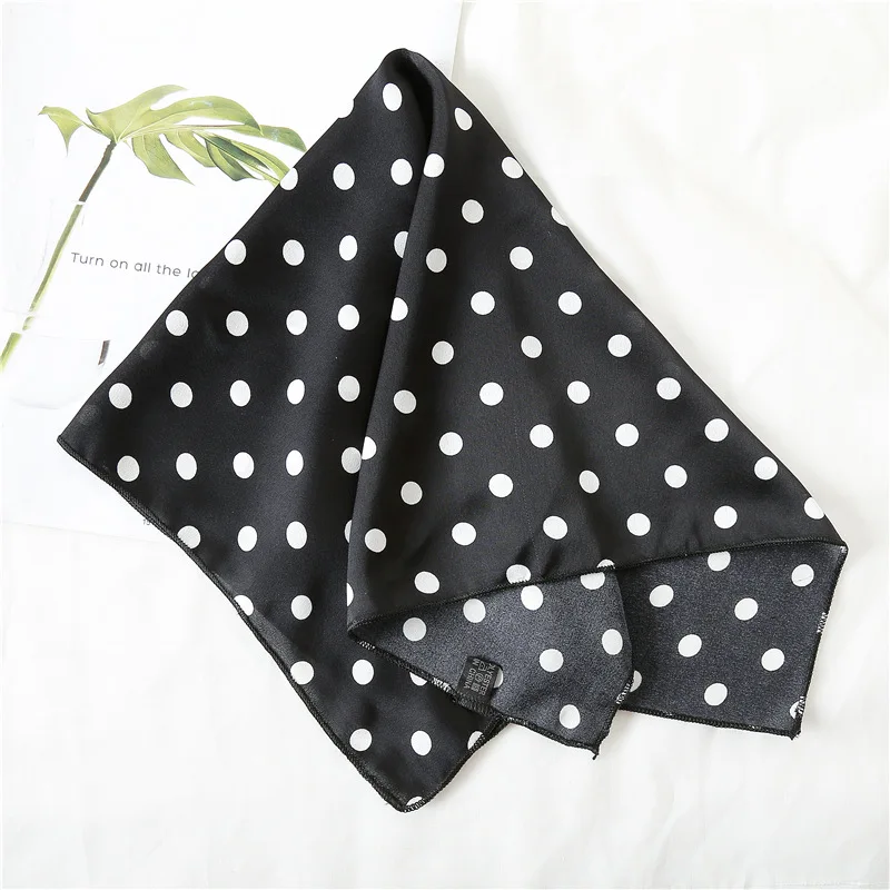 Small Kerchief Silk Feeling Hair Scarf Women Foulard Neck Wrap 50cm Square Soft Bandana Leopard Print Lady Head Band Scarves Tie