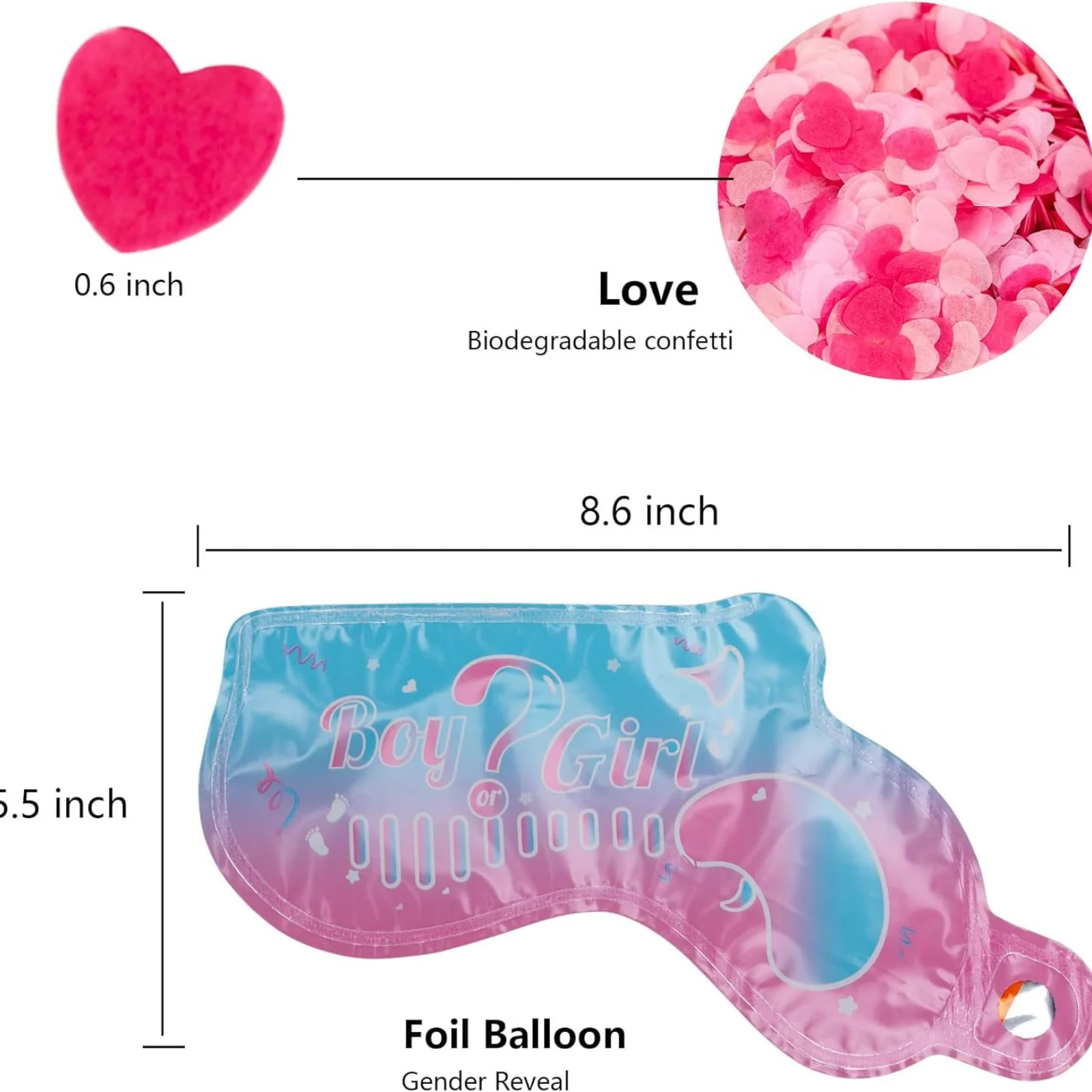 10 Stück Gender Reveal Konfetti-Ballon-Salutkanone, Er oder Sie Baby Junge oder Mädchen Party-Zubehör Dekoration – Detail 8