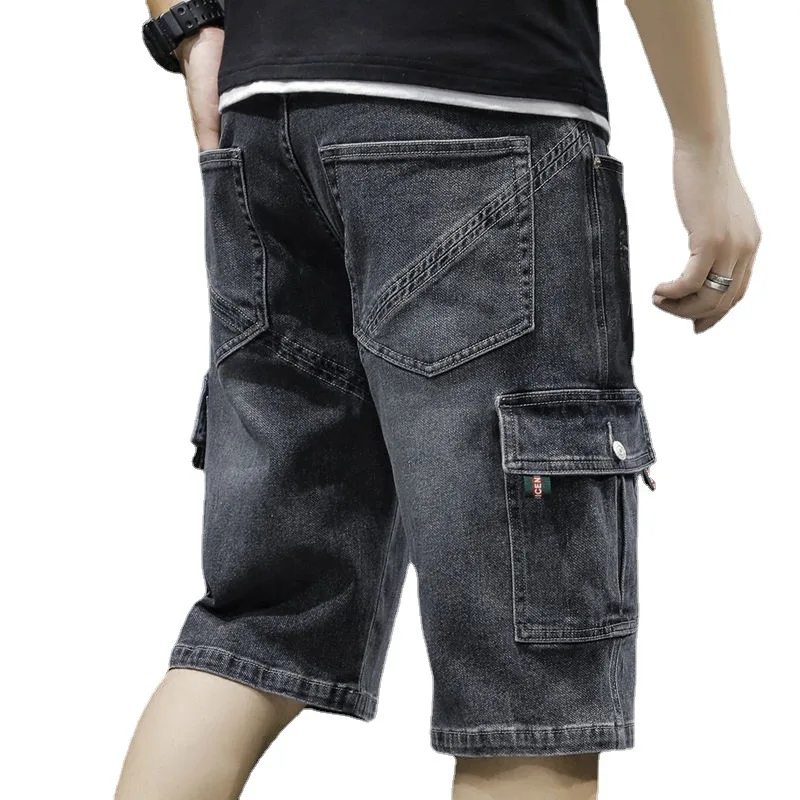 Men's Cargo Jean Shorts Denim Summer Loose Shorts