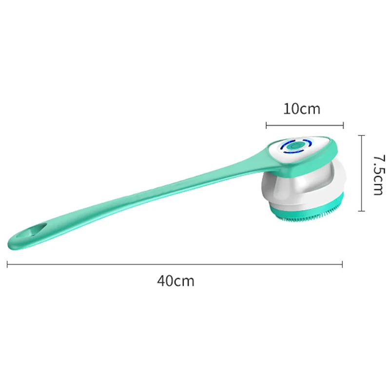 แปรงขัดหัวชาร์จได้ห้าหัวสีเขียวเครื่องนวดถูอัตโนมัติด้ามจับยาวสำหรับสาวๆผู้ชายเครื่องทำความสะอาดผิวหน้า