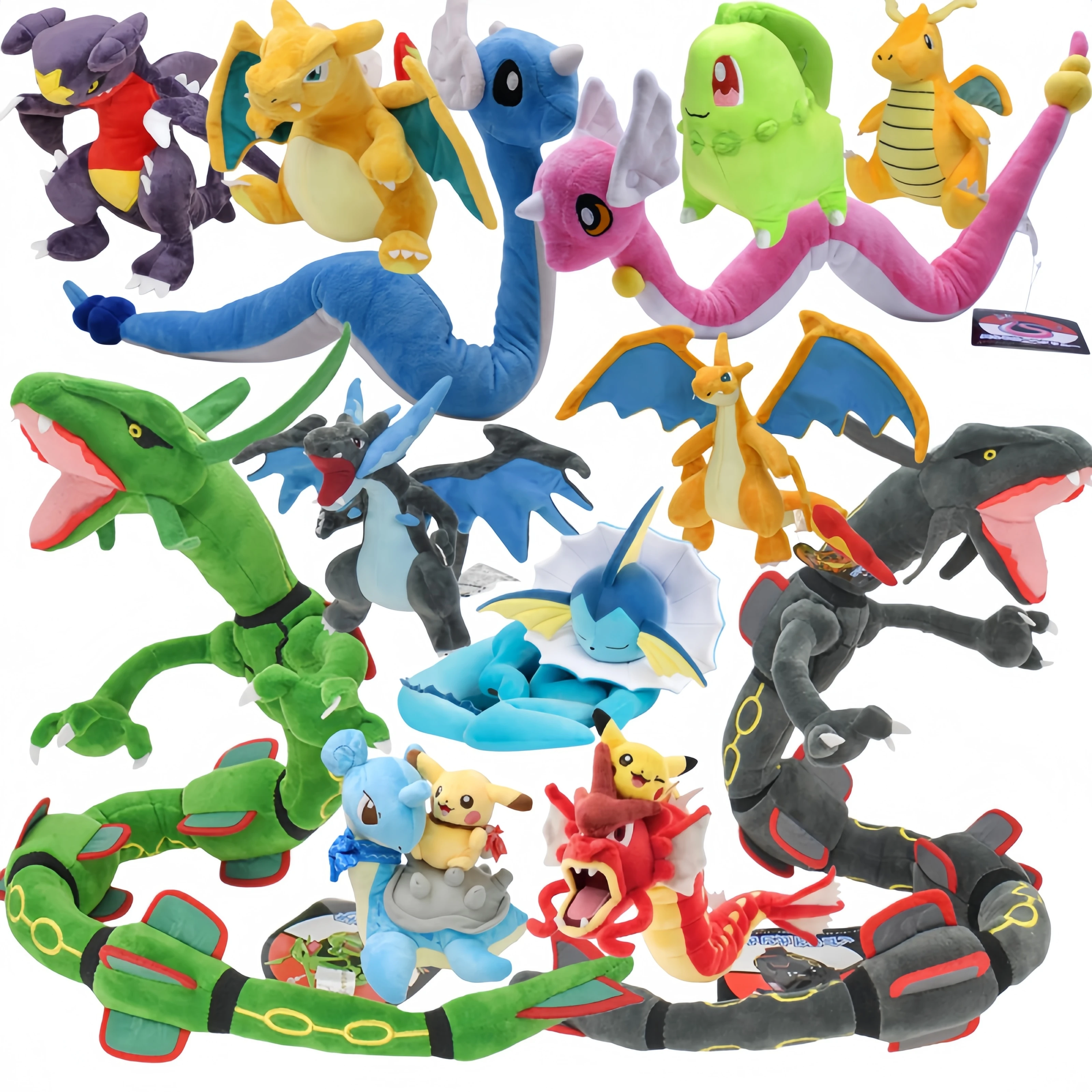 Shiny Rayquaza Charizard XY Stuffed Pokemon Dragonair Vaporeon Stuffed Doll Pikachu Peluche Riding Gyarados Lapras Plush Doll