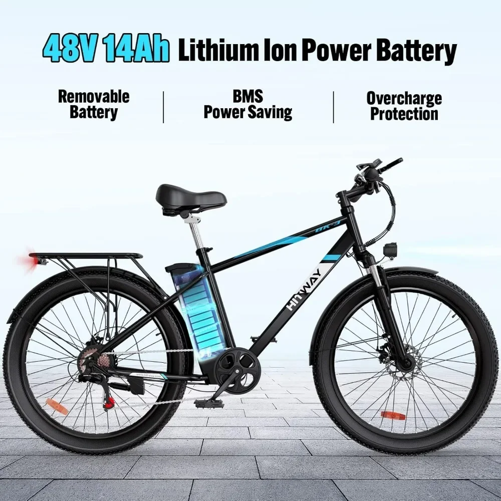 %a Electric Bike for Adults, 750W/48V/14Ah Ebike with Removable Battery, 20MPH/35-75Miles Electric Bicycle with 26