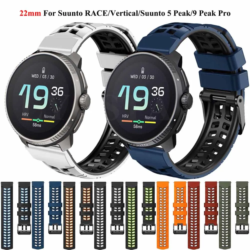 ساعة الأشرطة استبدال الأساور ، سيليكون الأساور ، اكسسوارات حزام ، عمودي 9 الذروة برو سوار ل SUUNTO 5 الذروة الفرقة ، 22 مللي متر