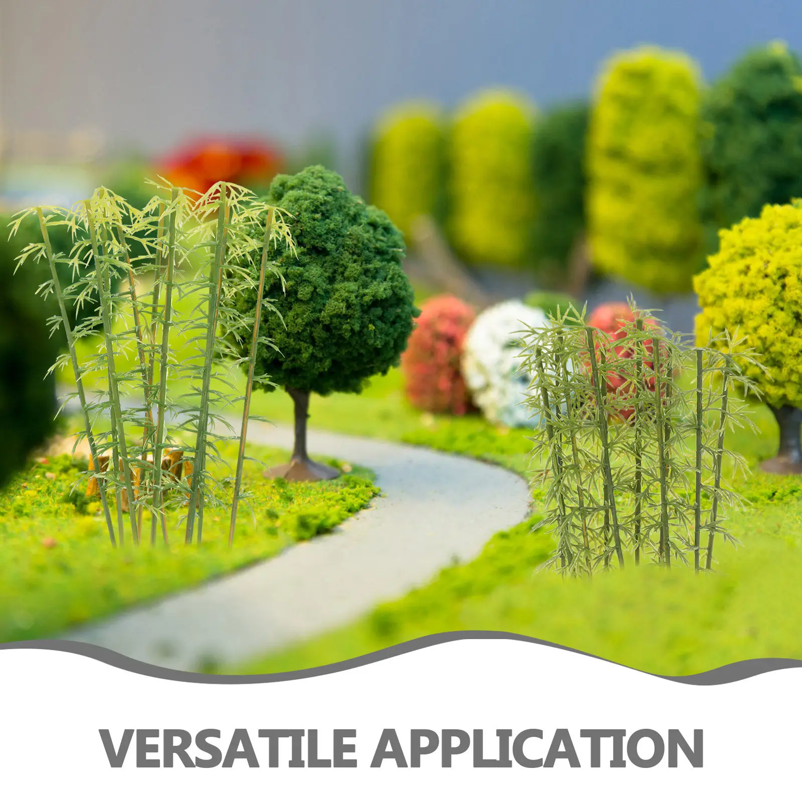 50Pcs Miniature Bamboo Trees Green Plastic Plants DIY Micro Landscape Ornaments Architecture Scenery Train Railway Fairy Garden