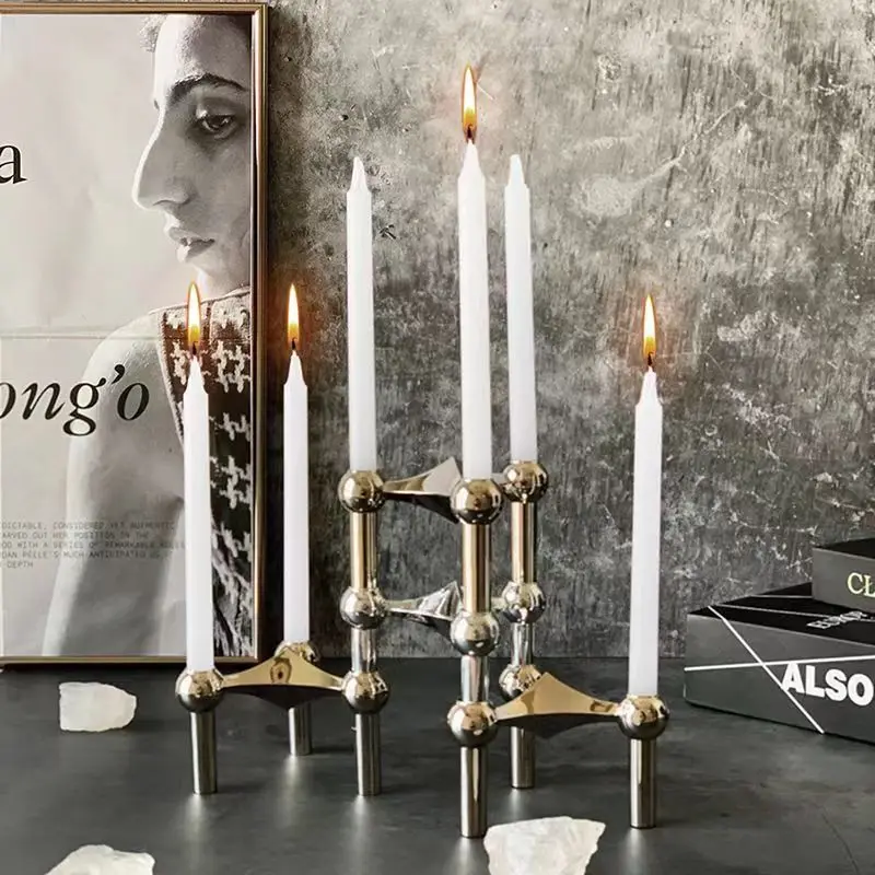Lekki luksusowy trójkątny świecznik Nordic Classical Splicing Candle Holder Homestay Dinner Room Miękka dekoracja