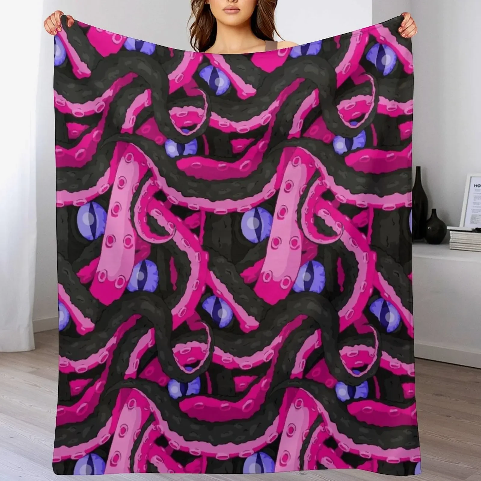 

Succubus Tentacles Throw Blanket Foldable Soft Warm Blanket for Outdoor Use