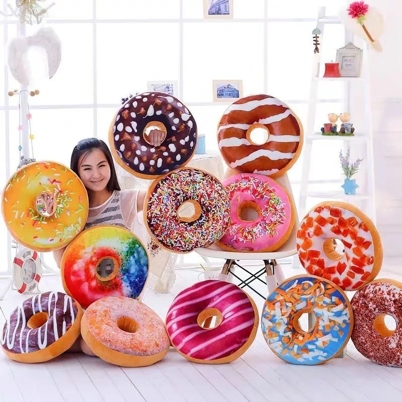 Simulation 3D Sweet Donut Pillow Creative Plush Toy Office Sofa Waist Pillow Seat Cushion Sleeping Pillow Student Napping