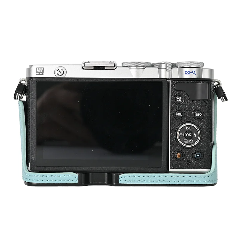 Alloy Plate Genuine Leather Case Camera Bag Half Body Base Protector for Olympus PEN E-P7 EP7 Protective Opening Bottom Cover
